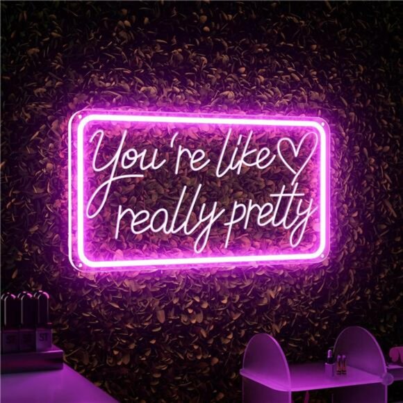 Pink neon sign wall decor LED light aesthetic room sign for teen girls bedroom - Picture 1 of 7